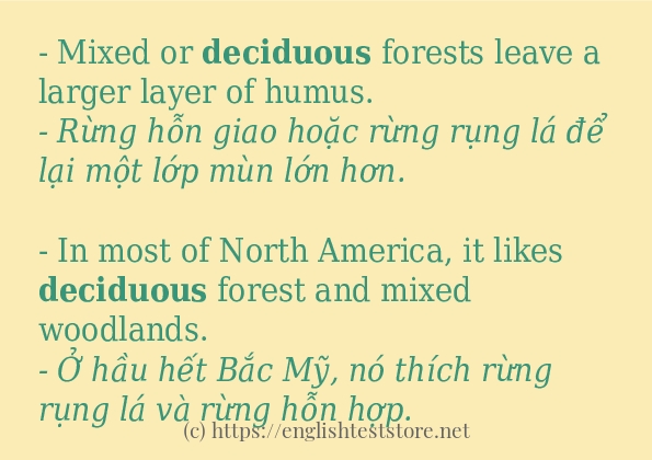 deciduous ví dụ và cách sử dụng trong câu