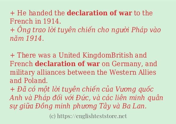 declaration of war các ví dụ và câu điển hình