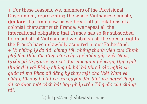 declare ví dụ và cách sử dụng trong câu declare ví dụ và cách sử dụng trong câu