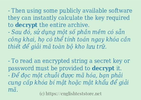 decrypt áp dụng trong câu và ví dụ