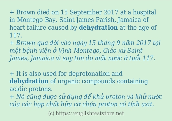 dehydration áp dụng trong câu và ví dụ