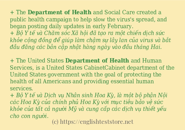 department of health các ví dụ và câu điển hình