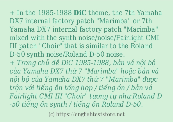 dic ví dụ cách dùng trong câu