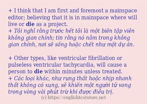 die ví dụ và cách sử dụng trong câu