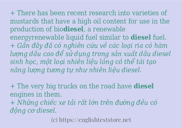 diesel ví dụ và cách sử dụng trong câu diesel ví dụ và cách sử dụng trong câu