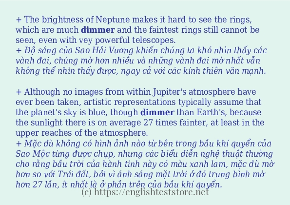 dimmer cách dùng và ví dụ trong câu
