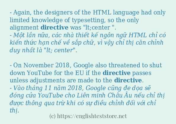 directive ví dụ cách dùng trong câu