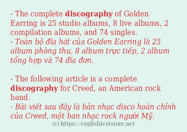discography câu ví dụ về cách dùng