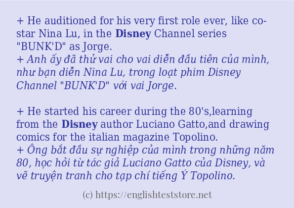 disney cách dùng trong câu và ví dụ