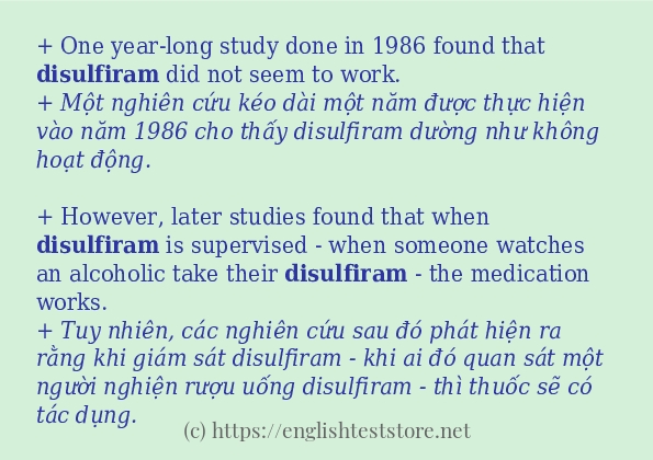 disulfiram sử dụng thực tế trong câu