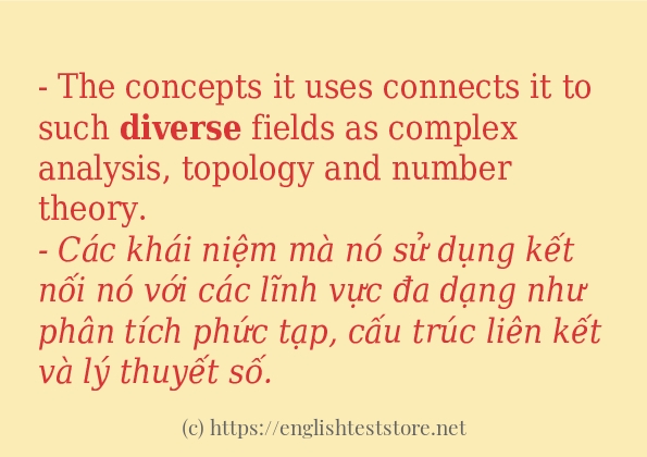 diverse sử dụng thực tế trong câu