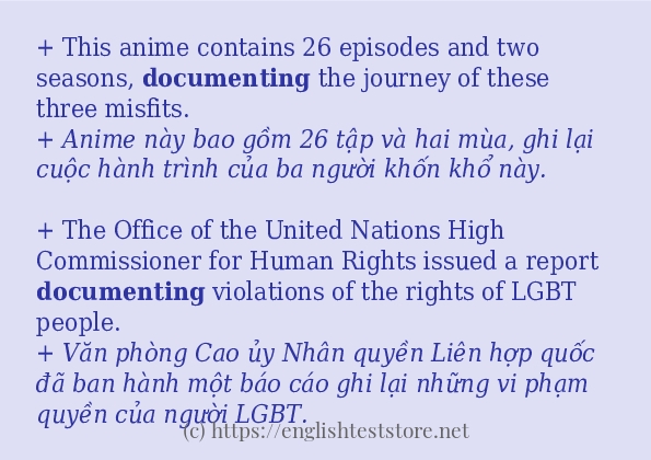 documenting cách sử dụng và câu ví dụ
