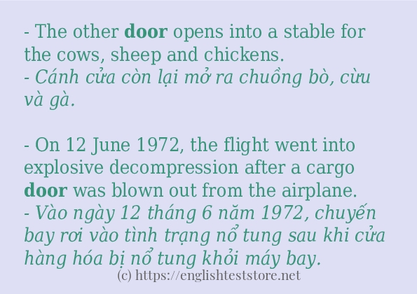 door sử dụng thực tế trong câu