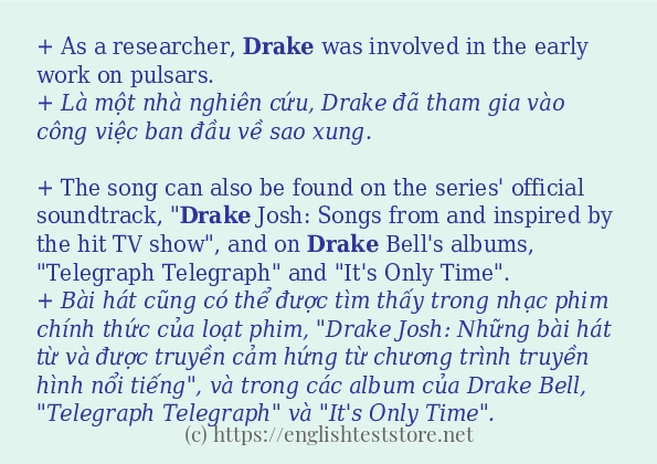 drake cách dùng và ví dụ trong câu