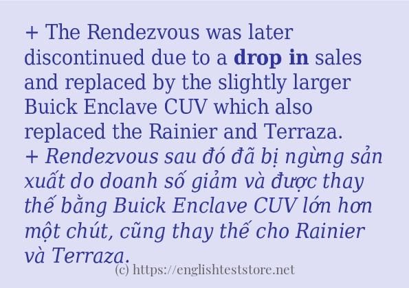 drop in cách sử dụng trong câu và ví dụ