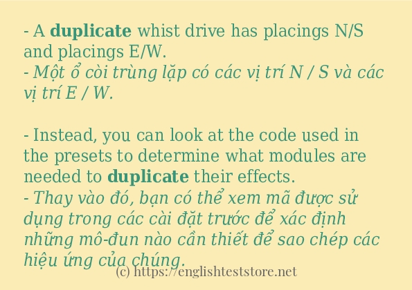 duplicate các ví dụ và câu điển hình
