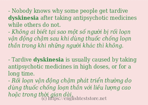dyskinesia cách sử dụng và câu ví dụ