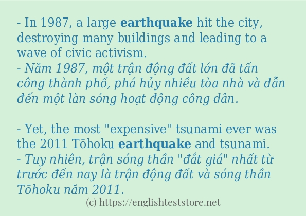 earthquake câu ví dụ và cách sử dụng