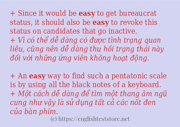 easy câu ví dụ và cách sử dụng