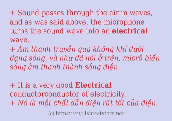 electrical cách sử dụng và câu ví dụ