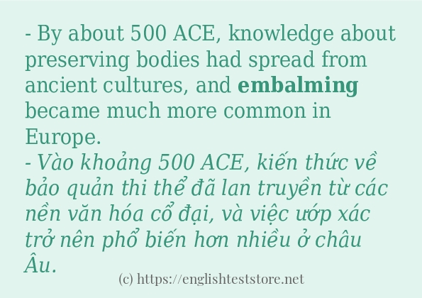 embalming câu ví dụ và cách dùng