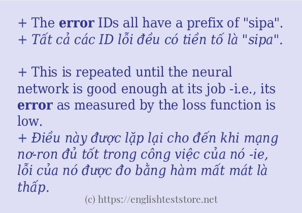 error cách dùng và ví dụ trong câu