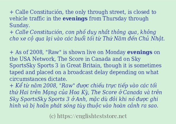 evenings câu ví dụ và cách dùng