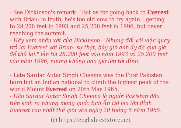everest các cách dùng và câu ví dụ