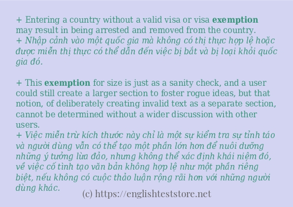 exemption ví dụ cách dùng trong câu