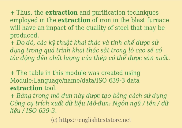 extraction sử dụng như thế nào và câu ví dụ