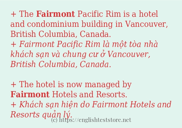 fairmont cách dùng và câu ví dụ