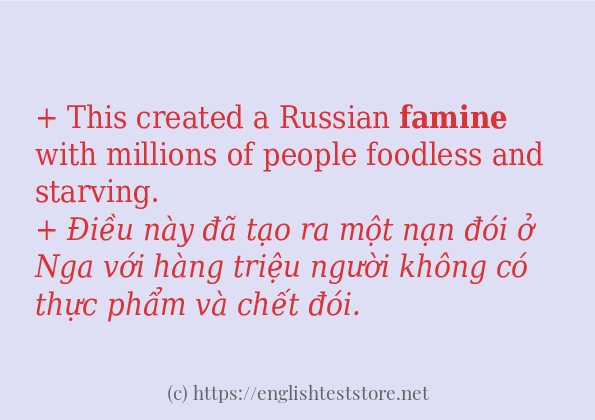 famine ví dụ cách dùng trong câu