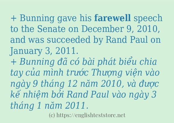 farewell các ví dụ và câu điển hình