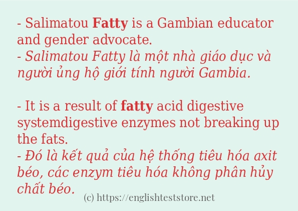 fatty cách dùng và ví dụ trong câu