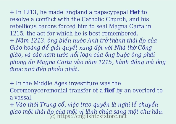 fief các ví dụ và câu điển hình