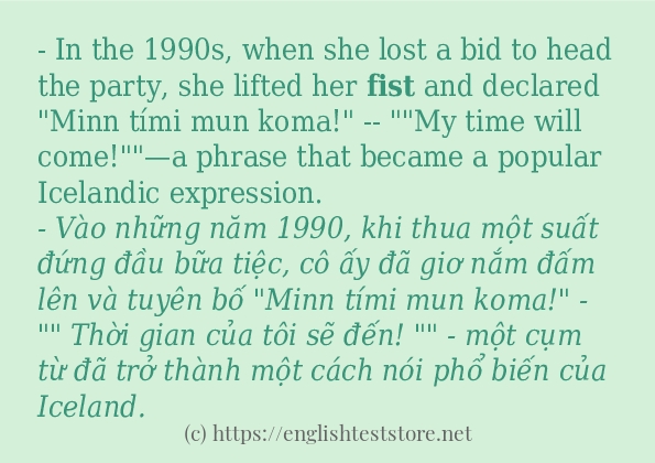 fist các ví dụ và câu điển hình