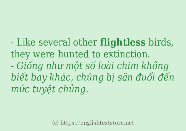 flightless ví dụ và cách sử dụng trong câu