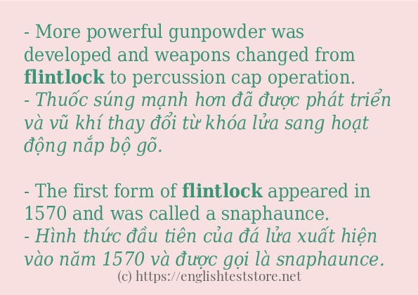 flintlock cách sử dụng và câu ví dụ