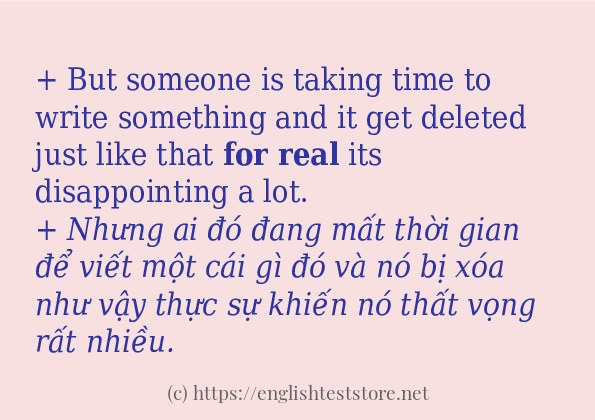 for real ví dụ và cách sử dụng trong câu