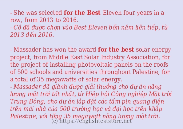 for the best các ví dụ và câu điển hình
