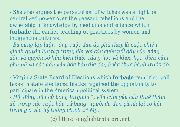 forbade sử dụng như thế nào và câu ví dụ