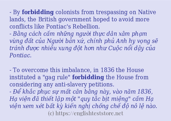 forbidding cách dùng và ví dụ trong câu
