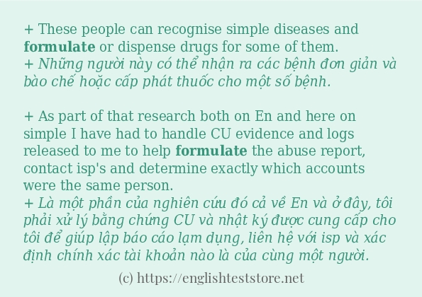 formulate ví dụ cách dùng trong câu