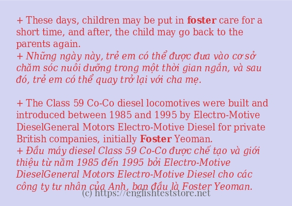 foster các cách dùng và câu ví dụ