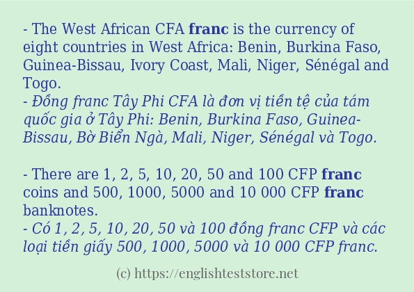 franc cách dùng và ví dụ trong câu
