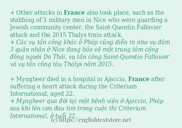 france cách sử dụng trong câu và ví dụ