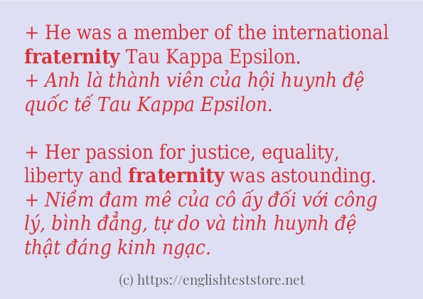 fraternity ví dụ và cách sử dụng trong câu fraternity ví dụ và cách sử dụng trong câu