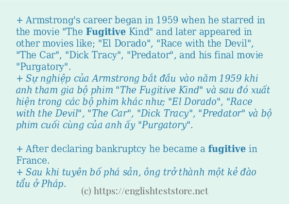 fugitive ví dụ và cách sử dụng trong câu
