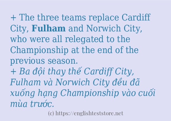 fulham áp dụng trong câu và ví dụ