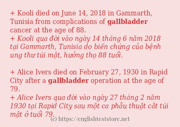 gallbladder cách sử dụng và câu ví dụ